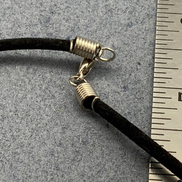 Flying Heart Pendant Necklace Silver Rectangle Black Sueded Cord - Picture 5 of 5